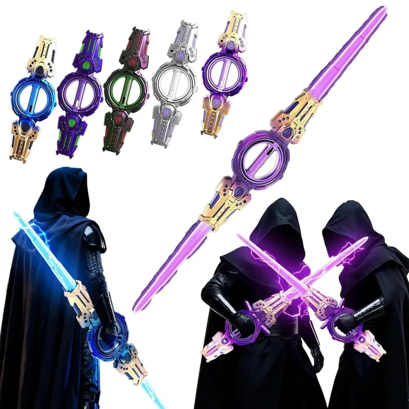Fire Spiral Double-Edged Light Sword Toy with LED Lights & Sound