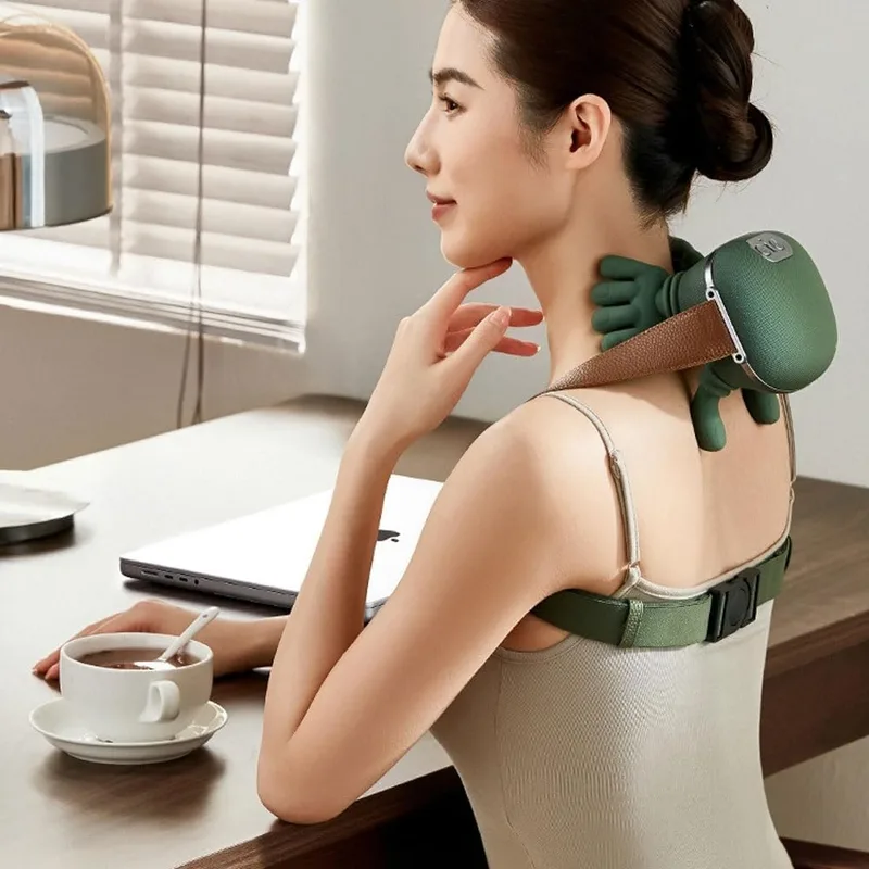 Bionic Heated Massager, Wireless Portable Shiatsu Neck and Back Massager, Electric Deep Tissue 4D Kneading Massage